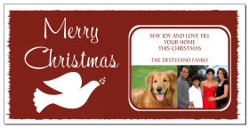 Christmas Card 8 x 4 Red Dove Family Style with Envelope 